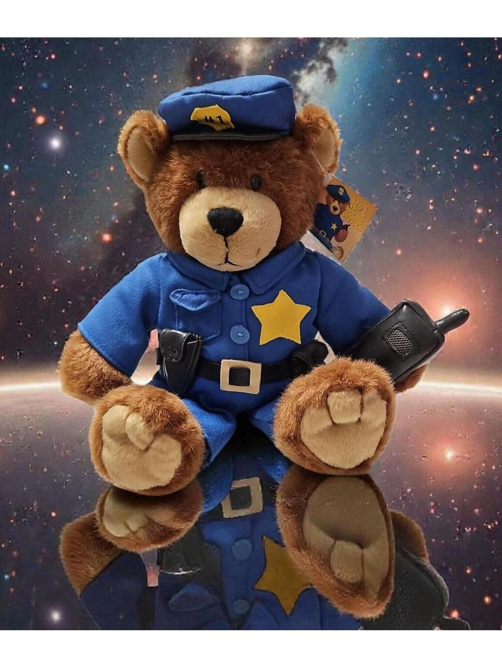 Police Officer Teddy Bear Plush w/ Uniform & #1 Badge with Tags